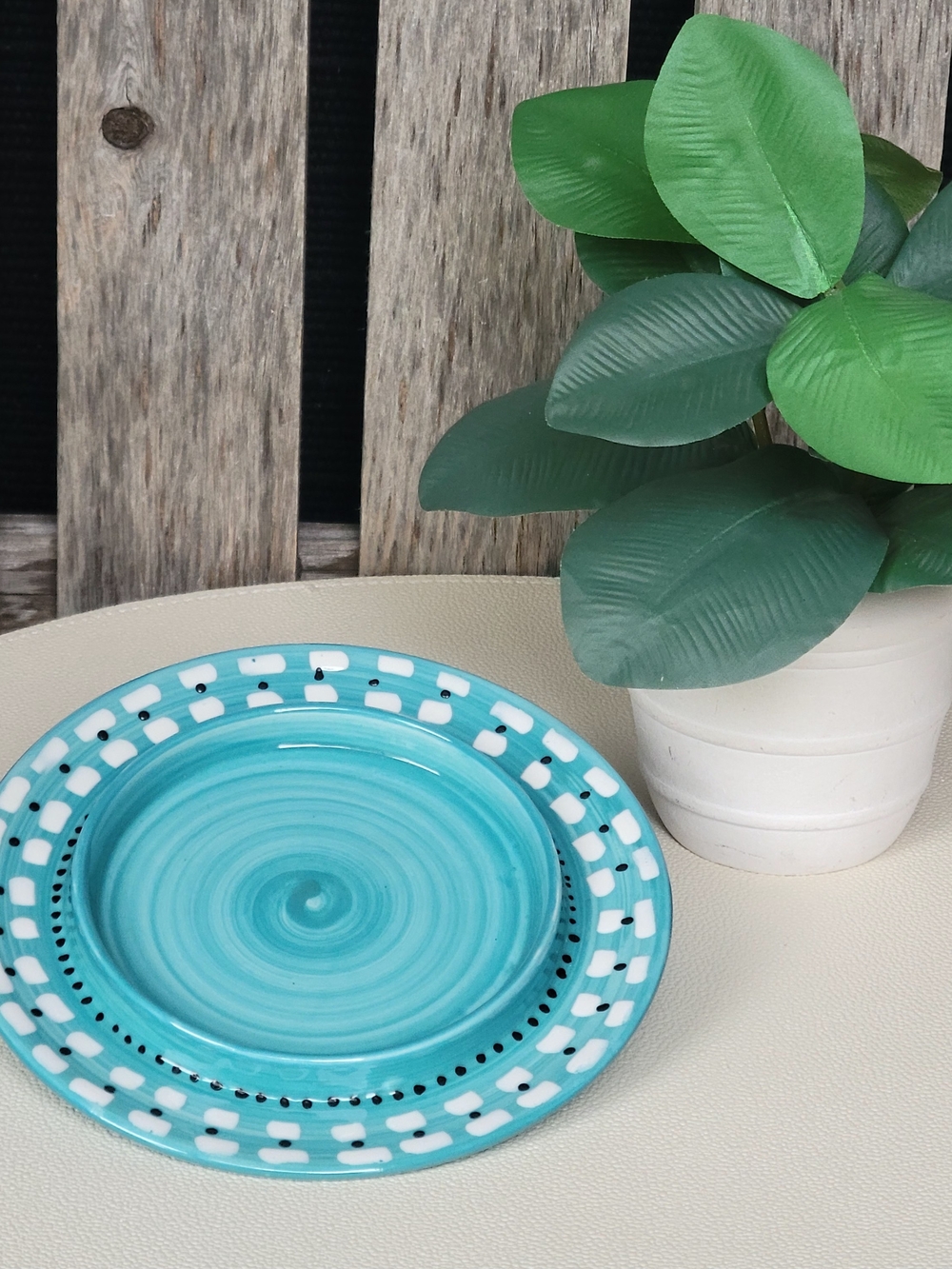 Anthropologie La Boheme Turquoise Swirl Ceramic Candle Holder - Picture 6 of 6
